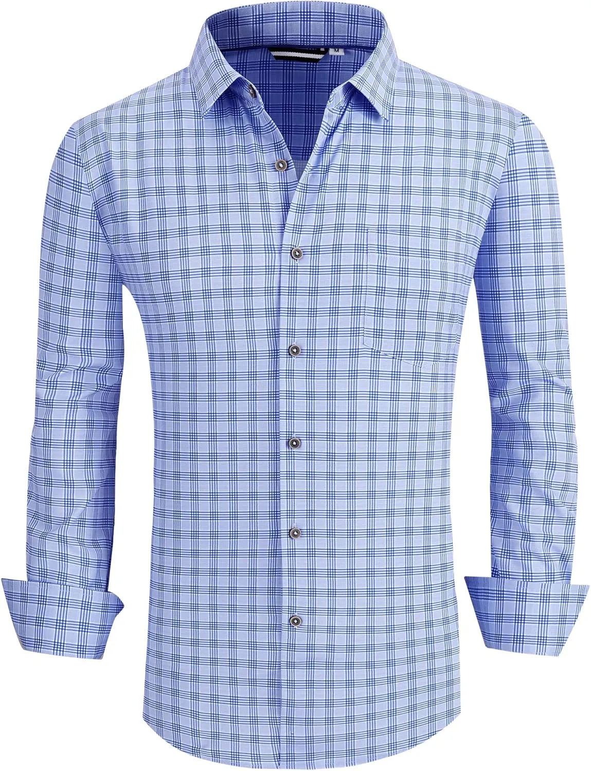 Alex Vando Mens Button Down Shirts Wrinkle Free 4-Way Stretch Print Business Casual Shirt