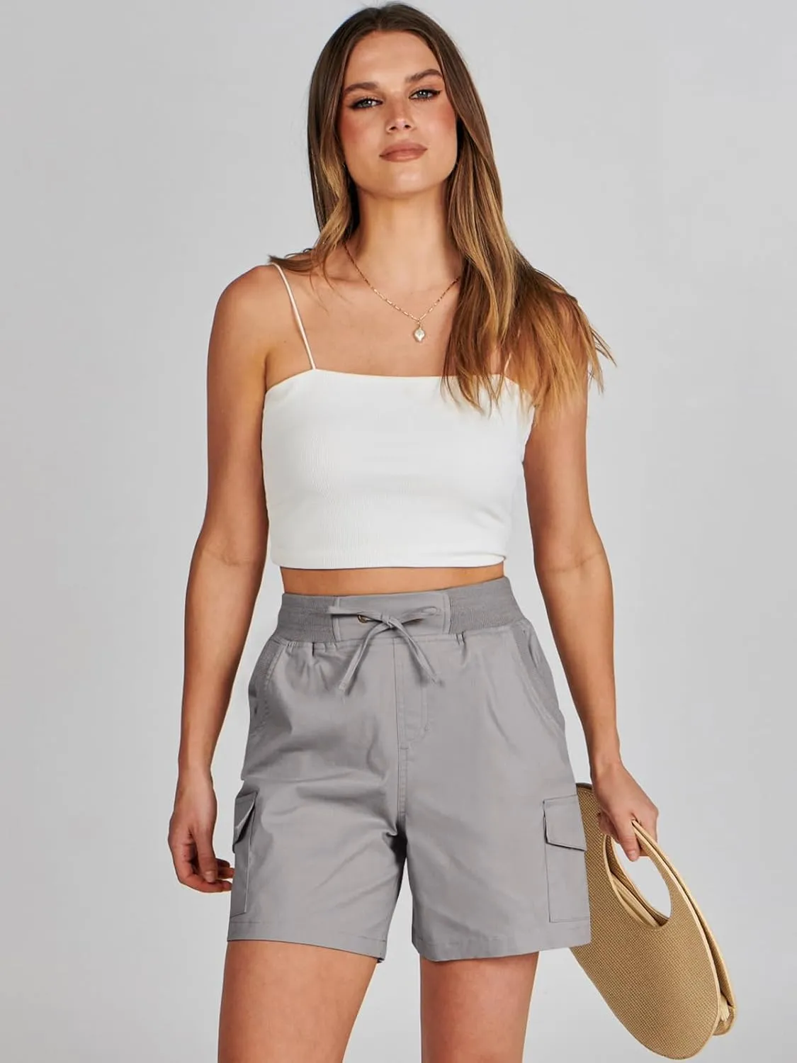 ANRABESS Womens Summer Shorts 2025 Dressy Casual Hiking Cargo Shorts Trendy Outdoor Outfits 6 Pockets