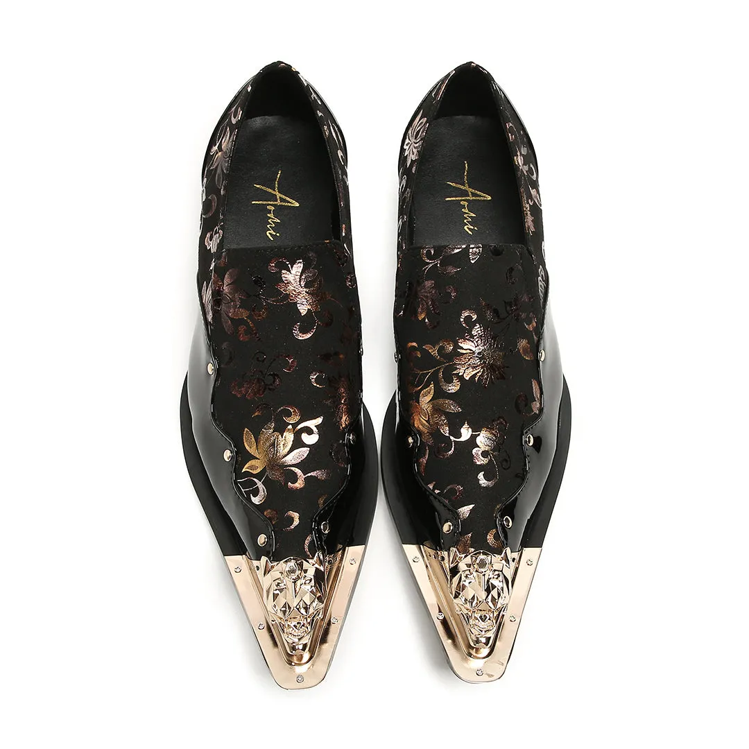 AOMISHOES™  Rosa Misterioso Metal Tip Shoes 9167