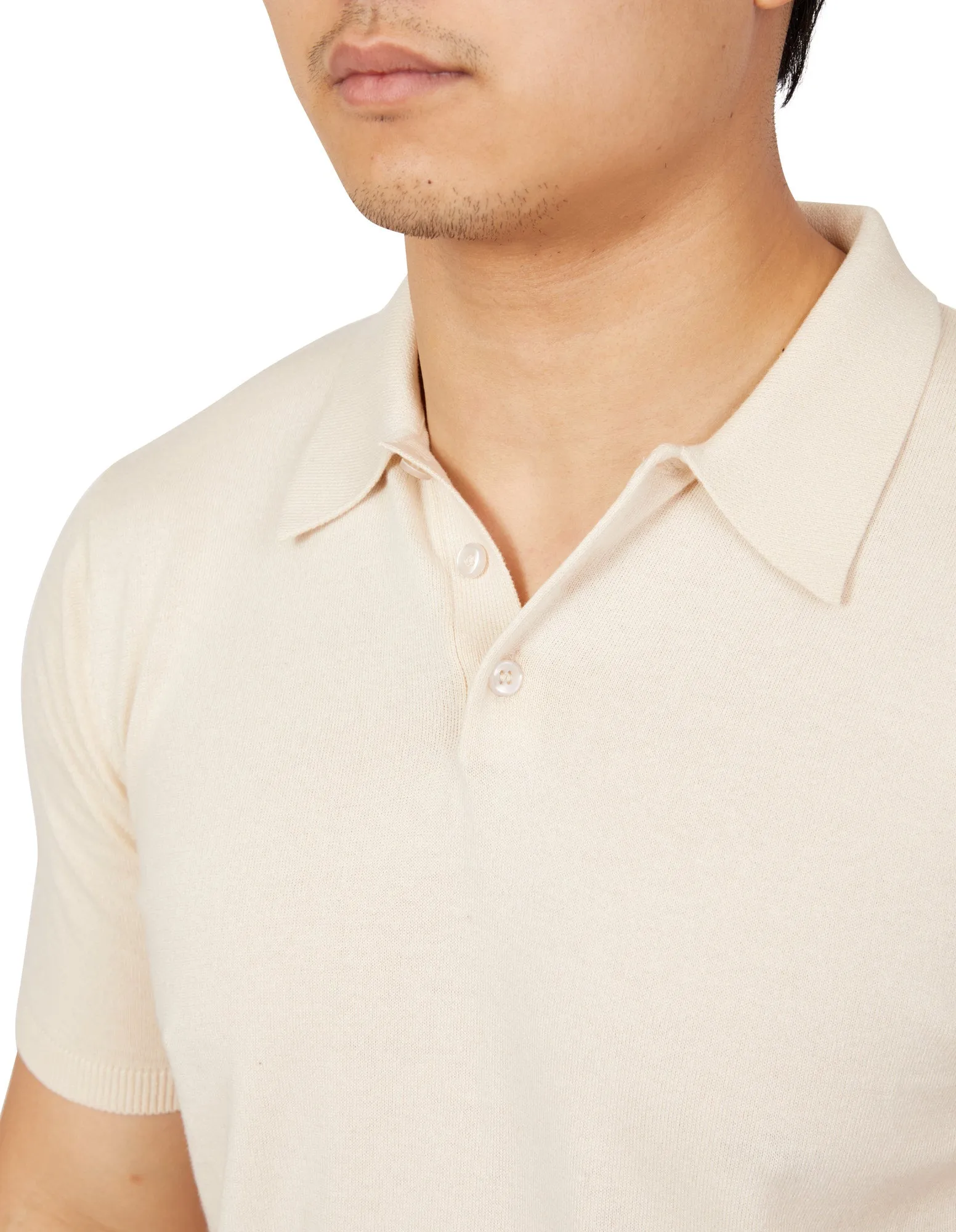BEAUCAIRE Ultra Fine Cotton Short Sleeve Polo ECRU