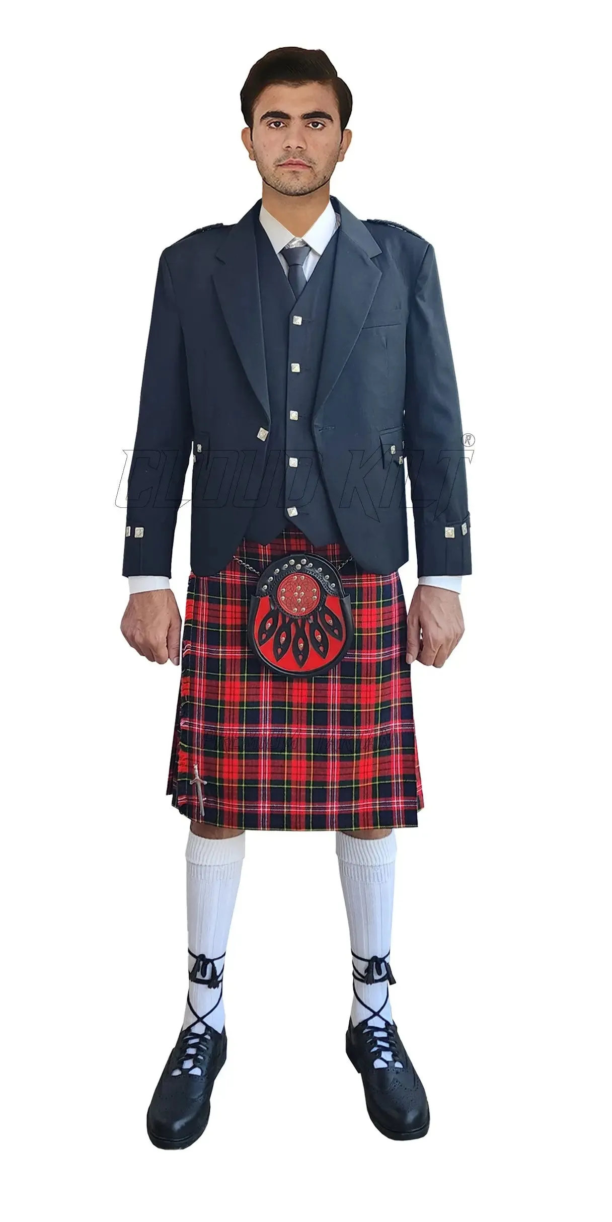 Black Argyll Kilt Outfit With MacPherson Modern Tartan Kilt