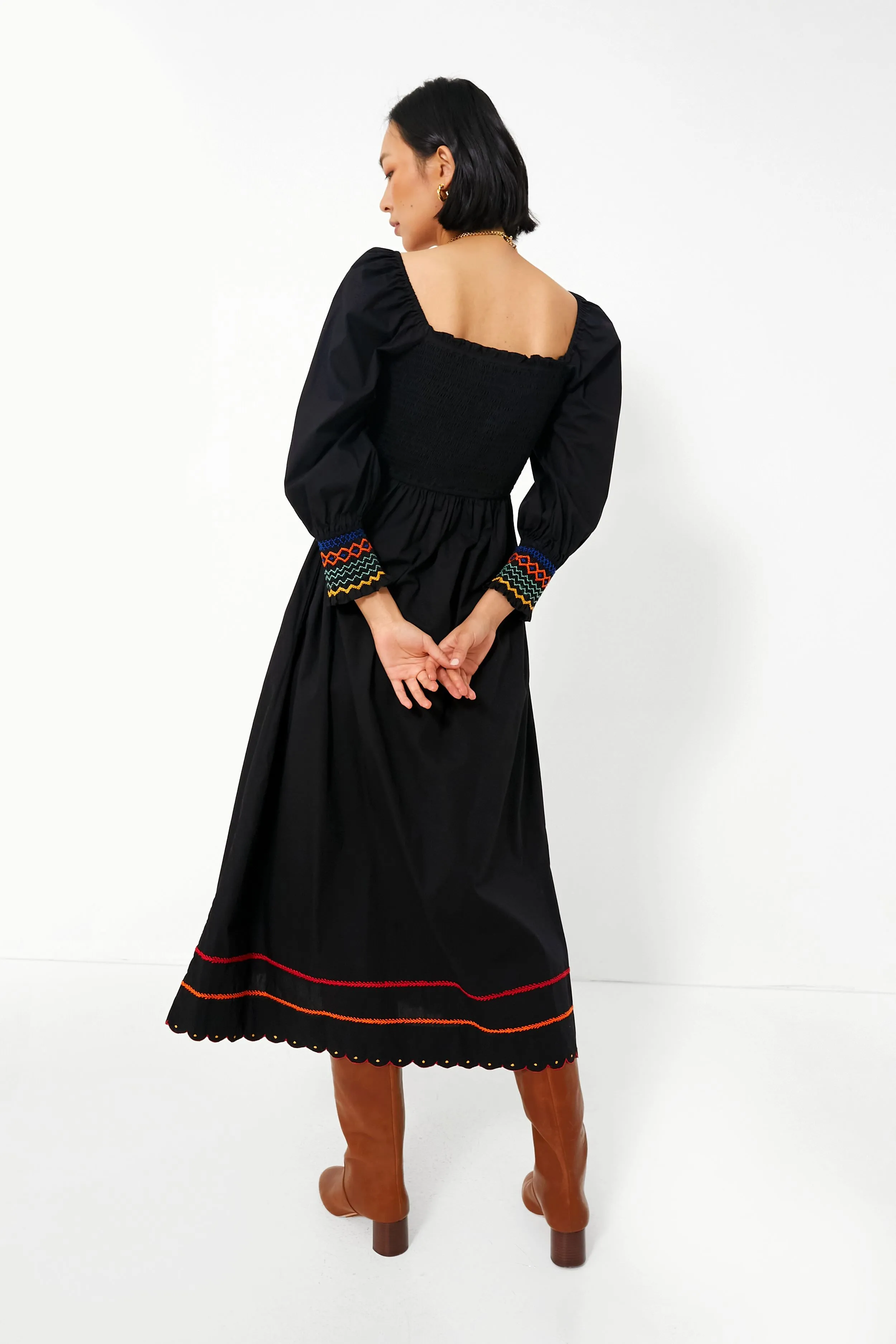Black Autumn Smocking Cindy Dress