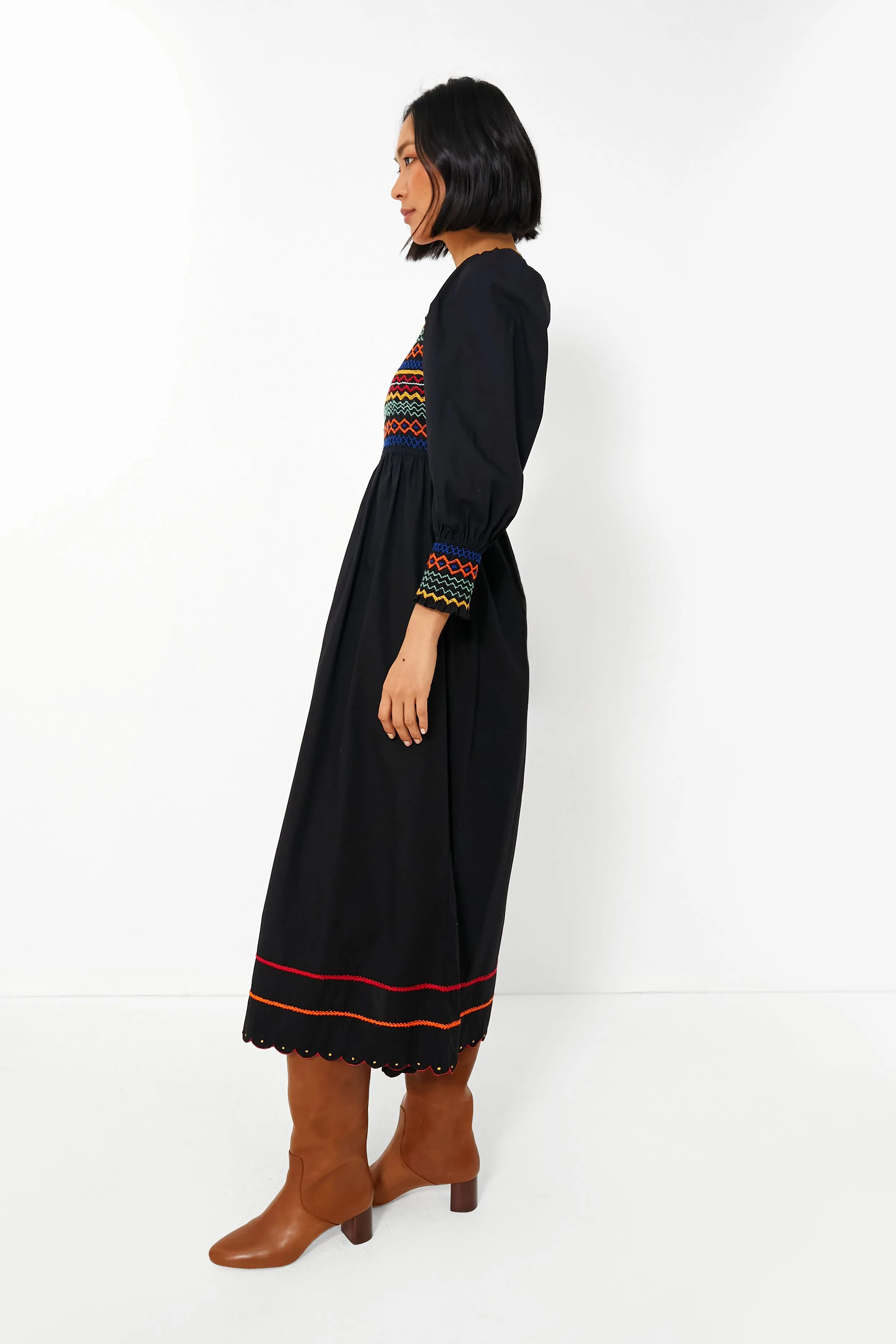 Black Autumn Smocking Cindy Dress