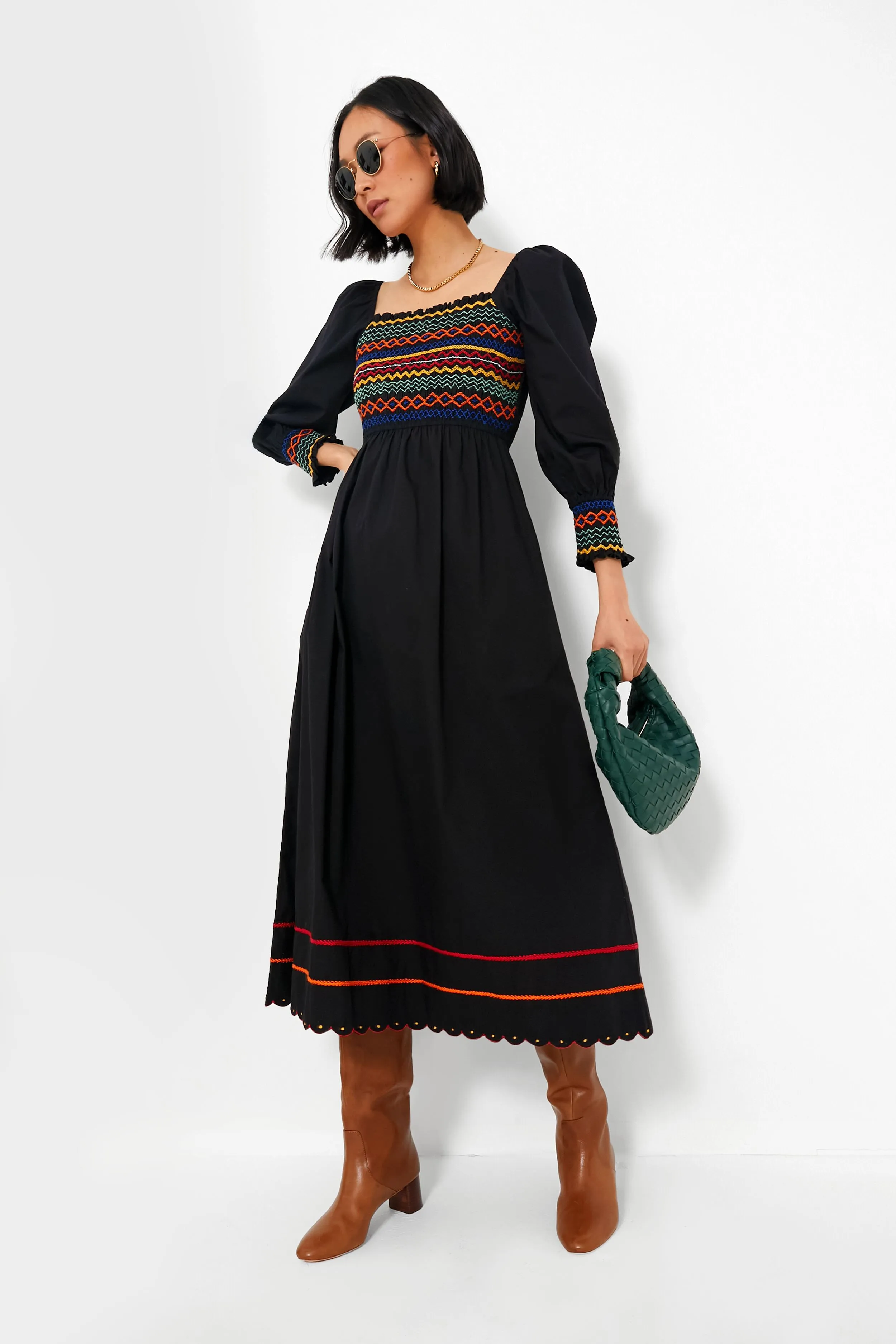 Black Autumn Smocking Cindy Dress