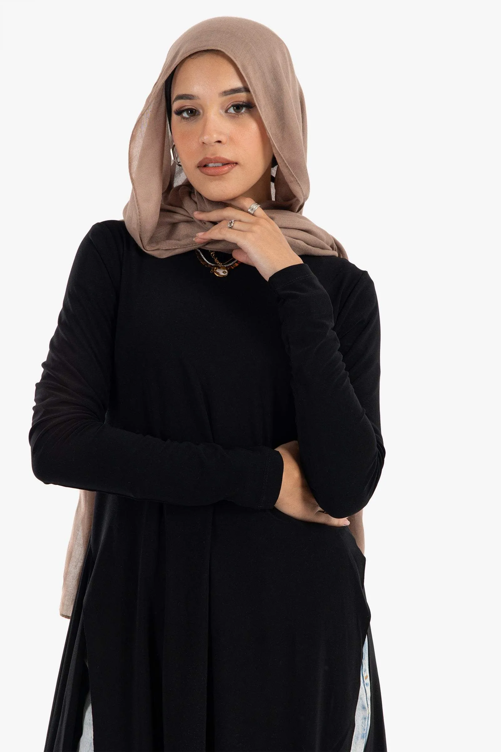 Black Voile Blouse with Slits