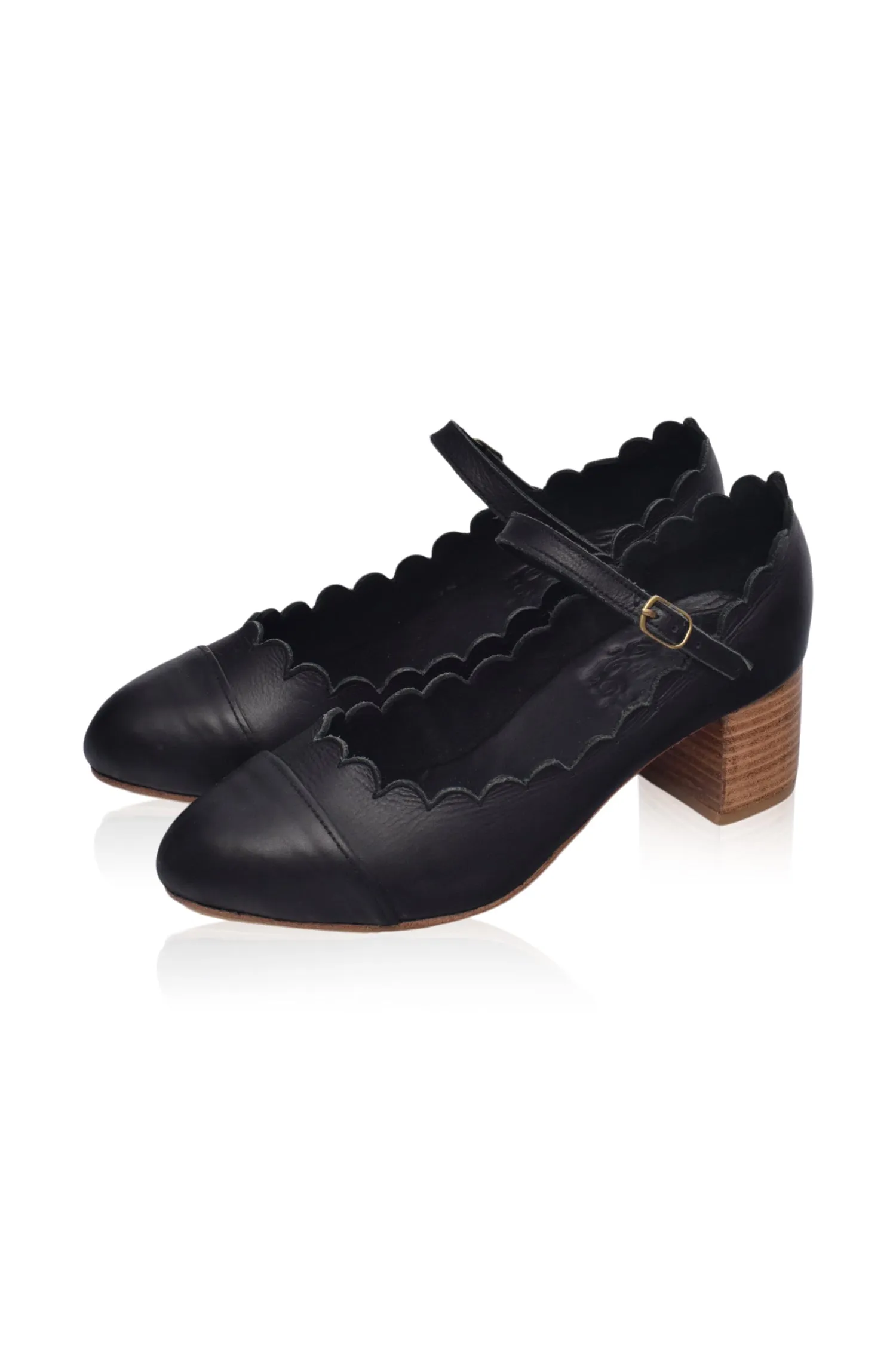 Bonita Mary Jane Leather Heels in Black
