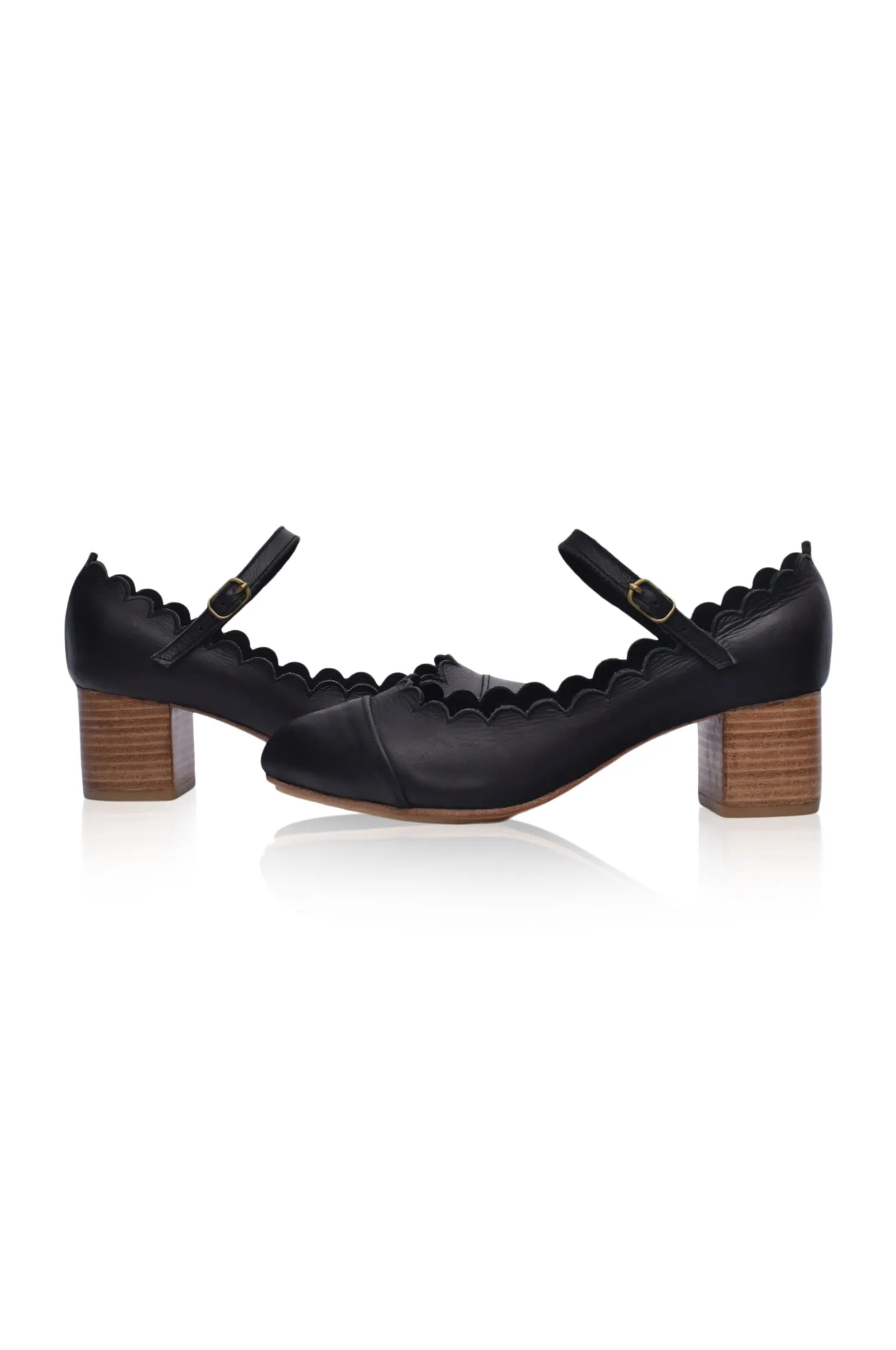 Bonita Mary Jane Leather Heels in Black
