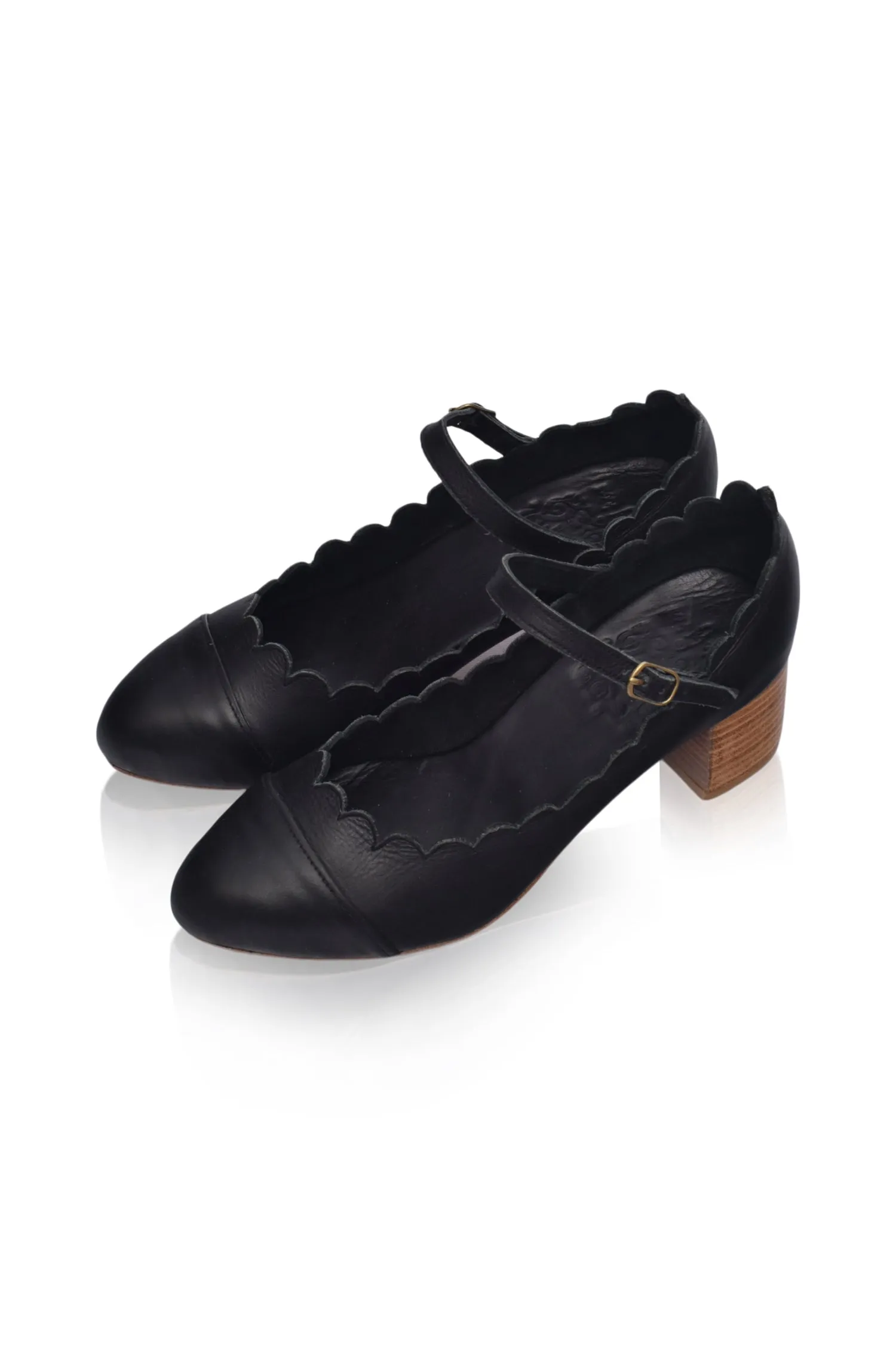 Bonita Mary Jane Leather Heels in Black