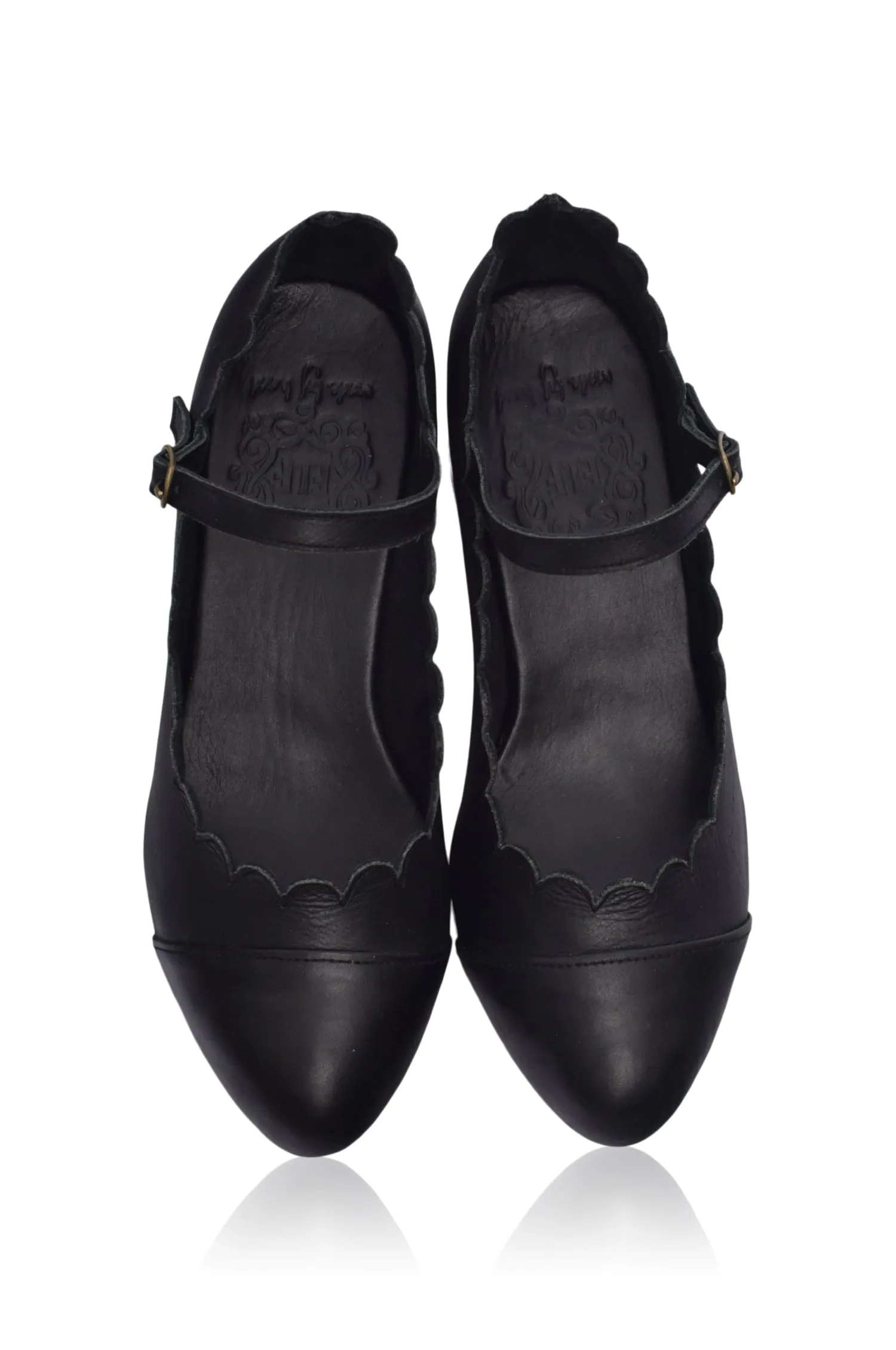 Bonita Mary Jane Leather Heels in Black