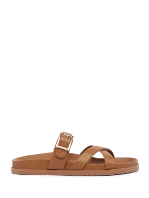 BRIELLE Tan Slide Sandals