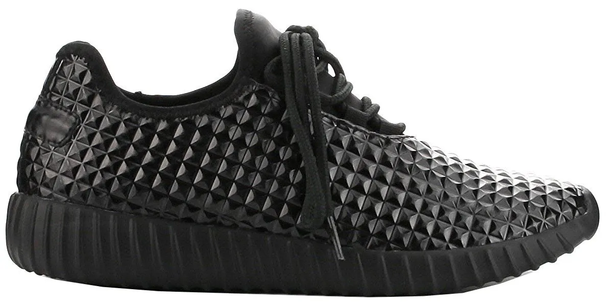 Cape Robbin GB66 Women Metallic Leatherette Quilted Lace Up Jogging Sneaker