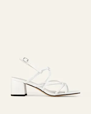 Charlotte Mid Heel Sandals White Leather