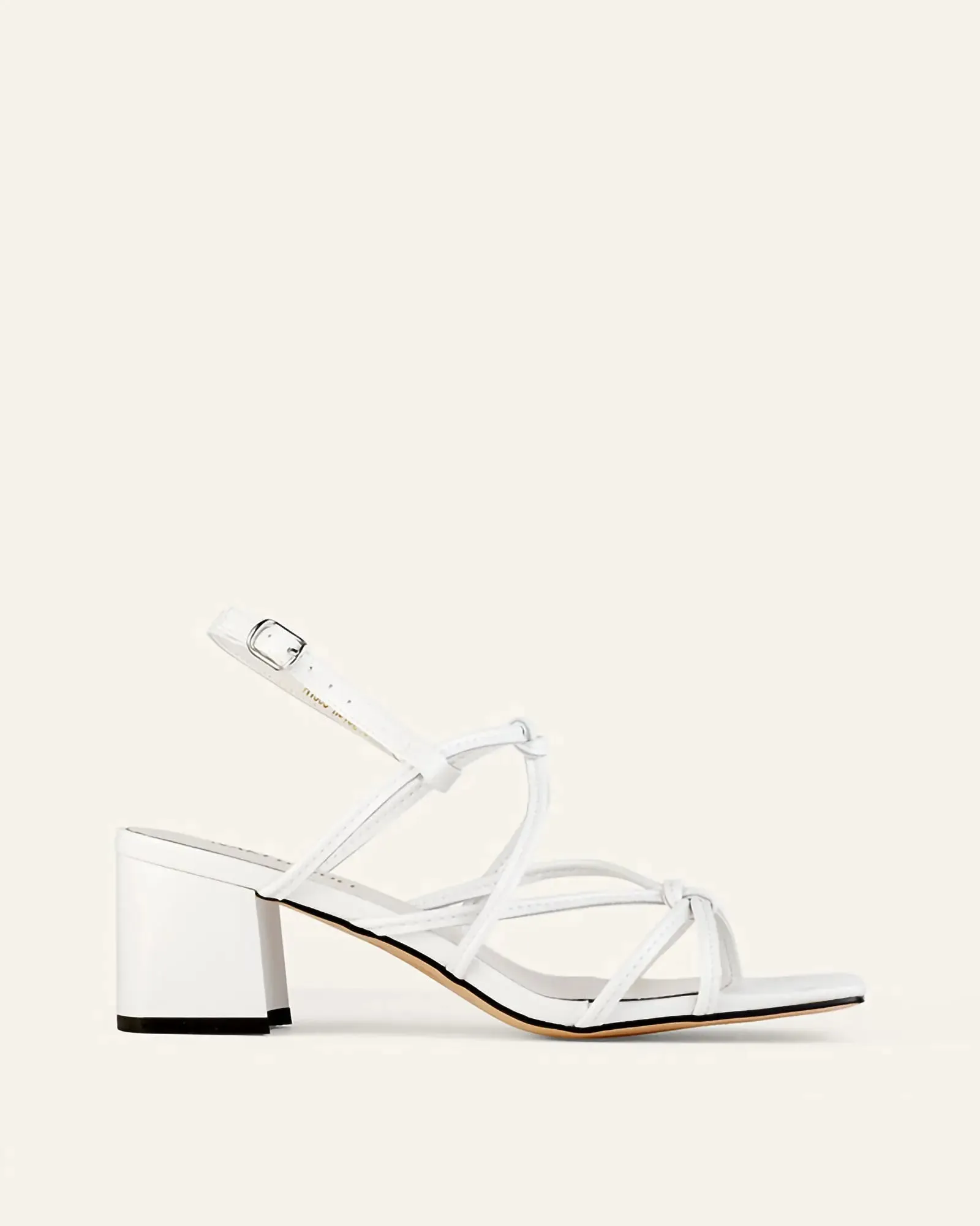 Charlotte Mid Heel Sandals White Leather