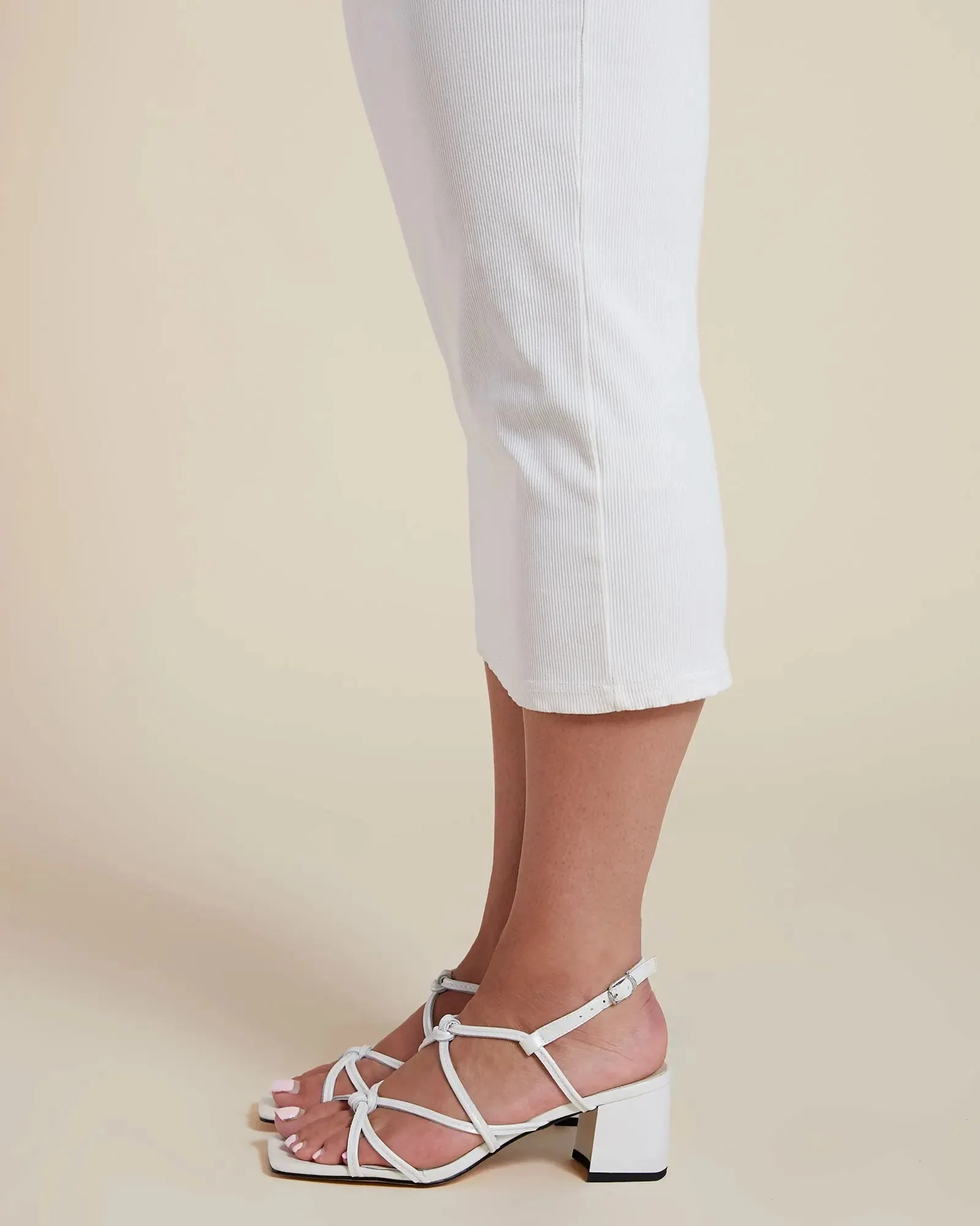 Charlotte Mid Heel Sandals White Leather