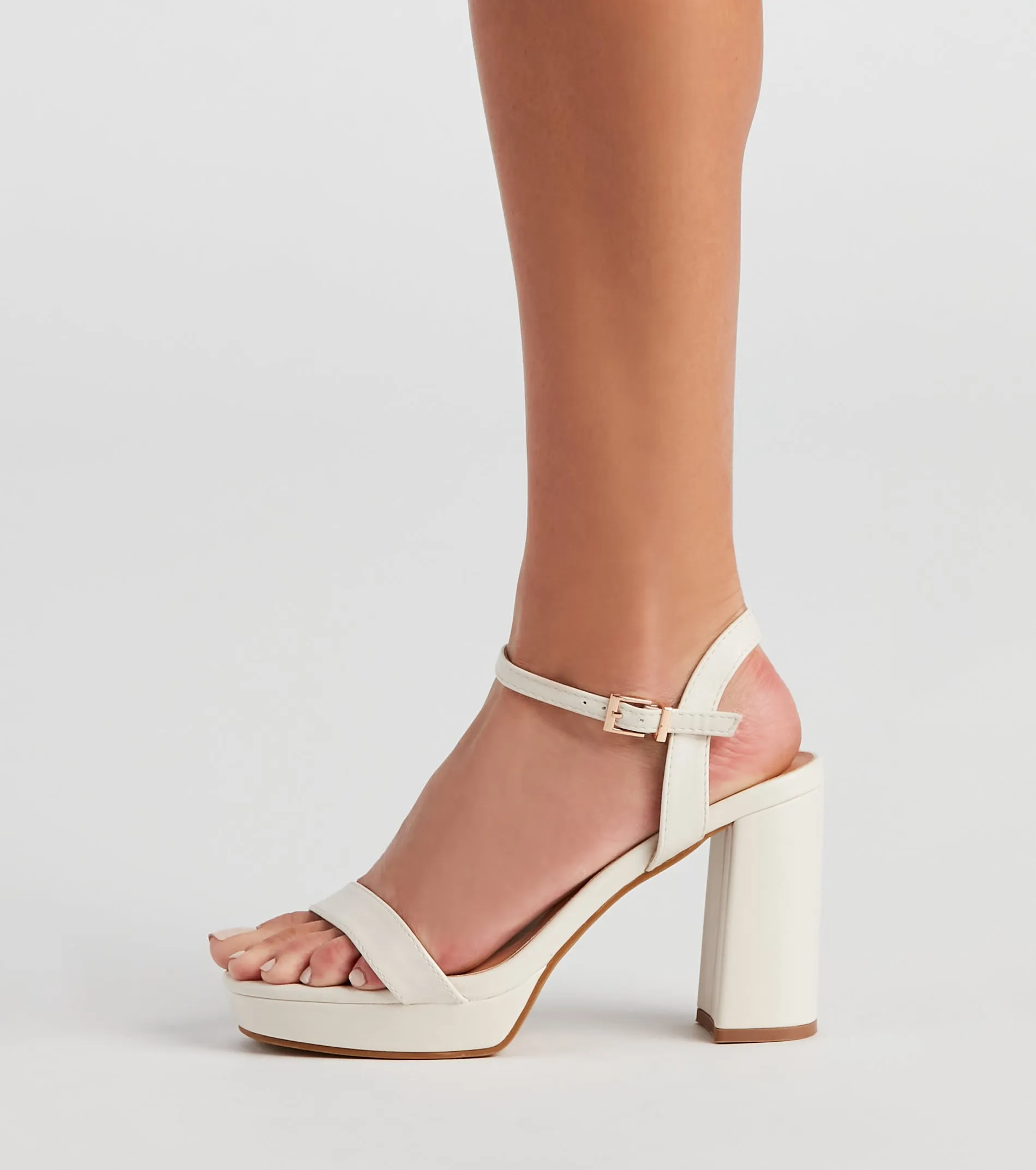 Close Up Square Toe Block Heels