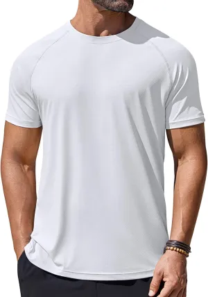 COOFANDY Mens Swim Shirt Short Sleeve UPF 50  Sun Protection Shirt Rah Guard Athletic Quick Dry T Shirts