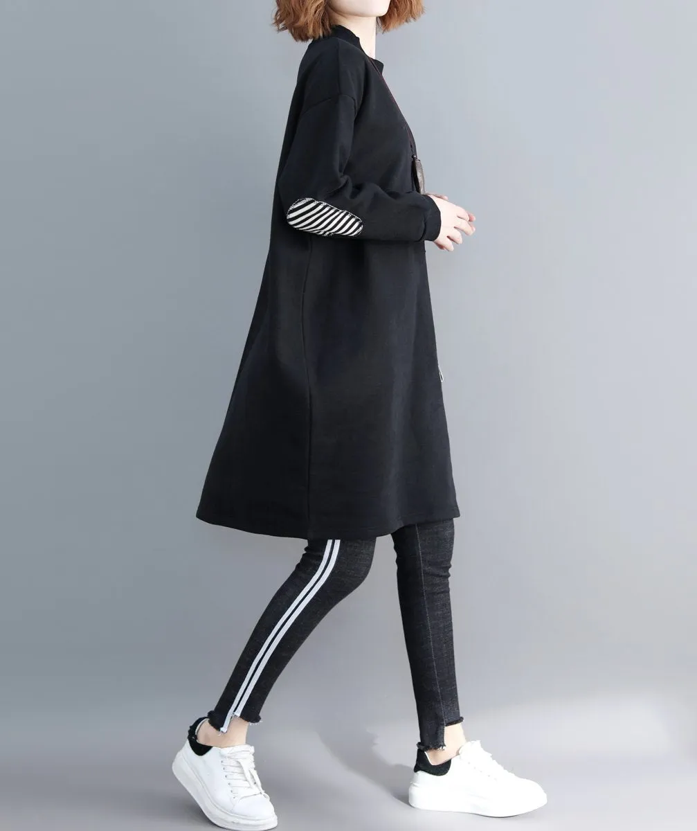 ❤ellazhu Women Casual Baggy Pullover Dress Striped Pocket GA1271