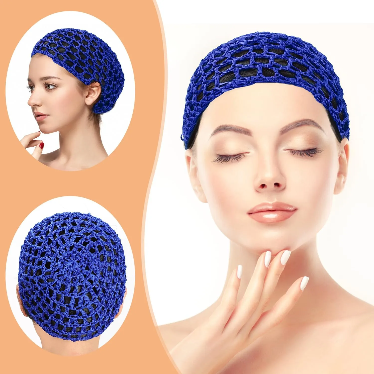 Etercycle 3 Pieces Mesh Crochet Hair Net Snoods for Women, Soft Rayon Knit Crochet Hairnet Hair Cover Accessory for Sleeping