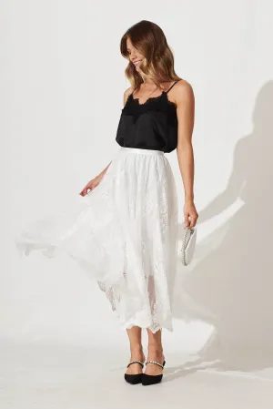Fairy Tales Midi Skirt In White Lace
