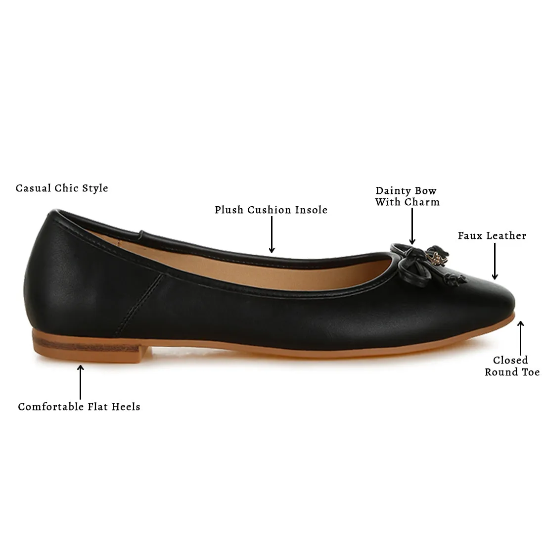 Faux Leather Casual Ballerinas