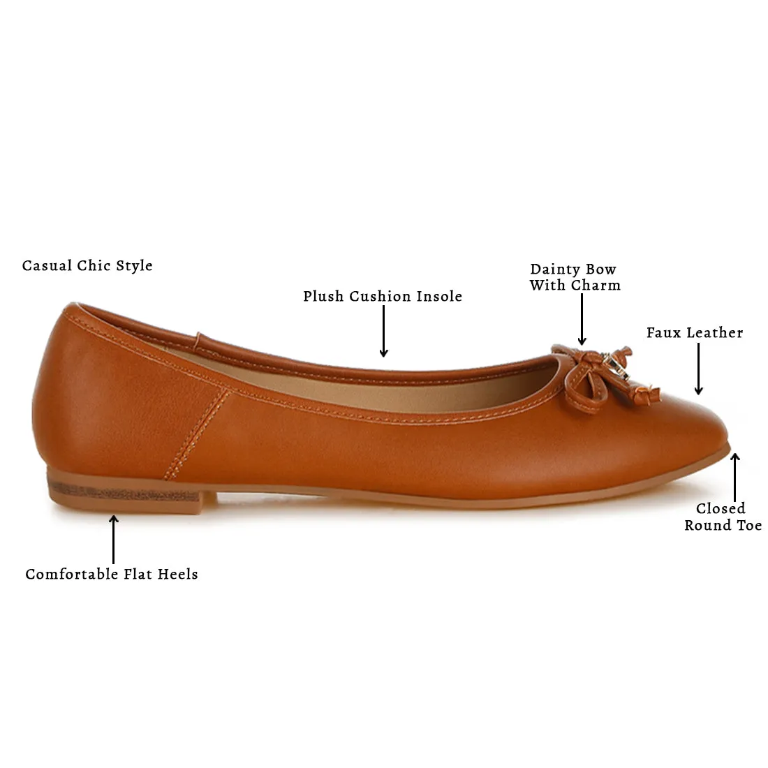 Faux Leather Casual Ballerinas