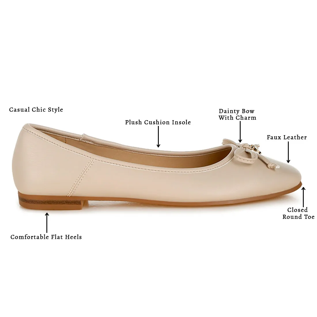 Faux Leather Casual Ballerinas