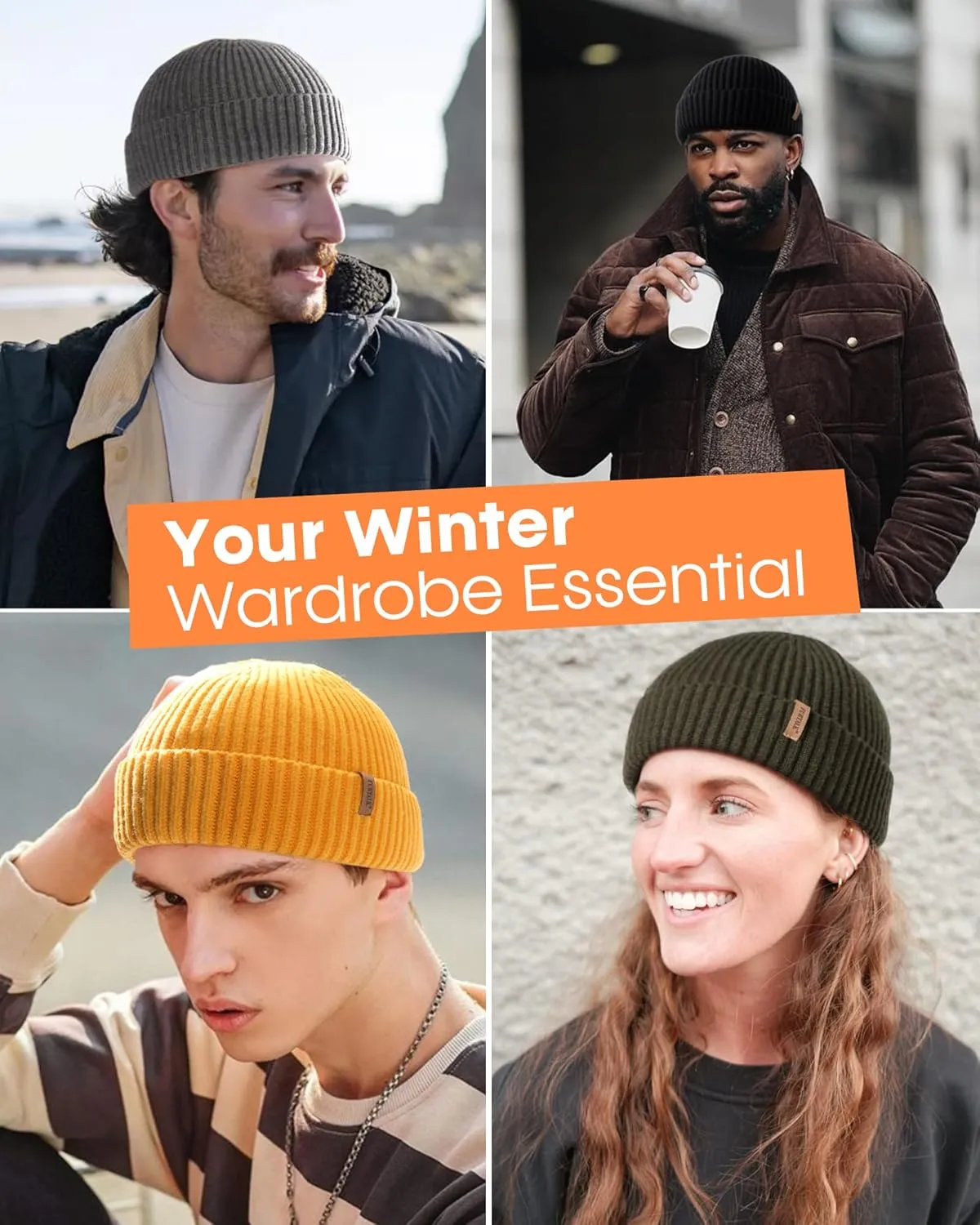 FURTALK Fisherman Beanie for Men Women Sytlish Short Cuff Knittet Watch Cap Winter Hats