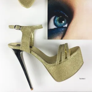 Gold Shimmer Shiny Platform Sandals