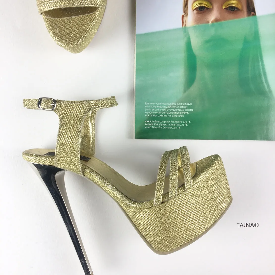 Gold Shimmer Shiny Platform Sandals