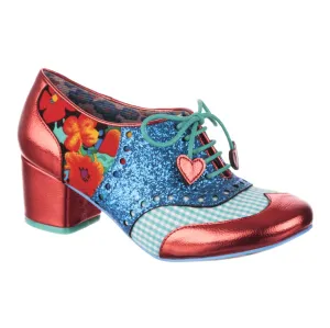 Irregular Choice Women's Clara Bow 3908-08 AK Lace Up Shoes Blue/Red
