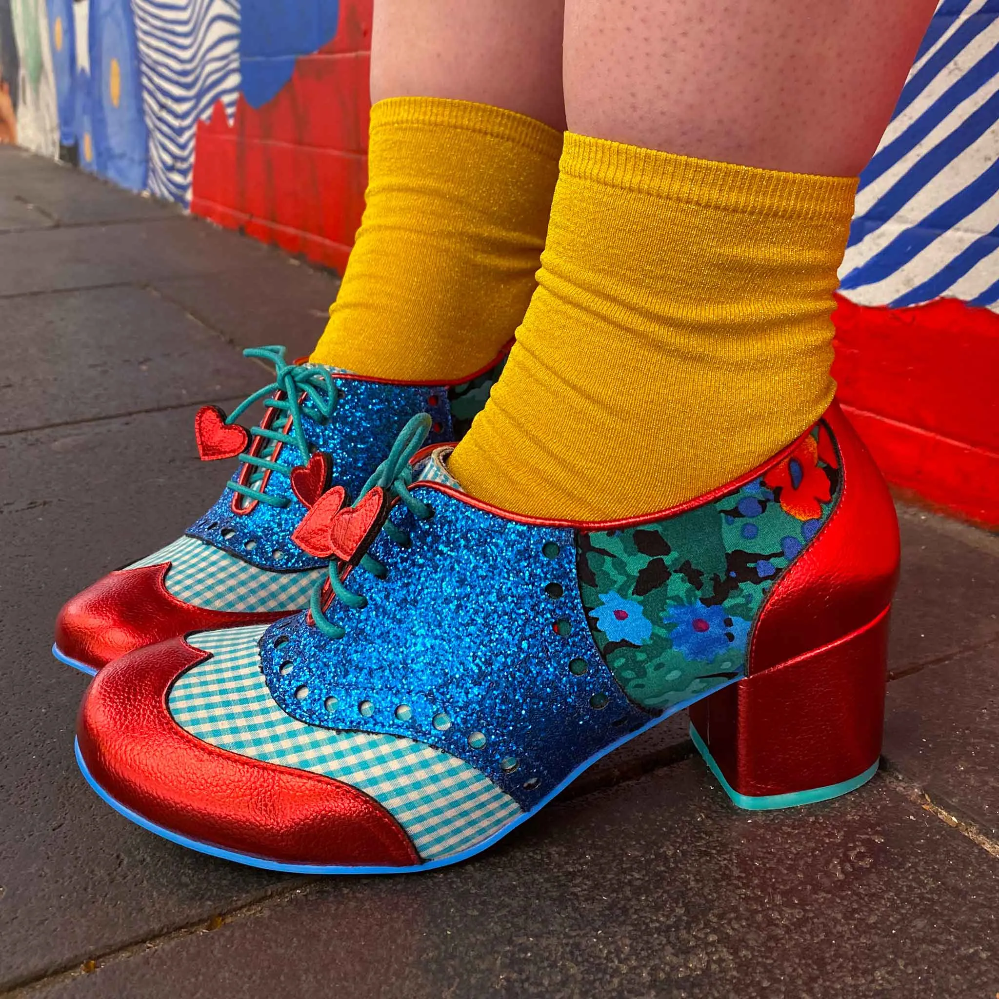 Irregular Choice Women's Clara Bow 3908-08 AK Lace Up Shoes Blue/Red