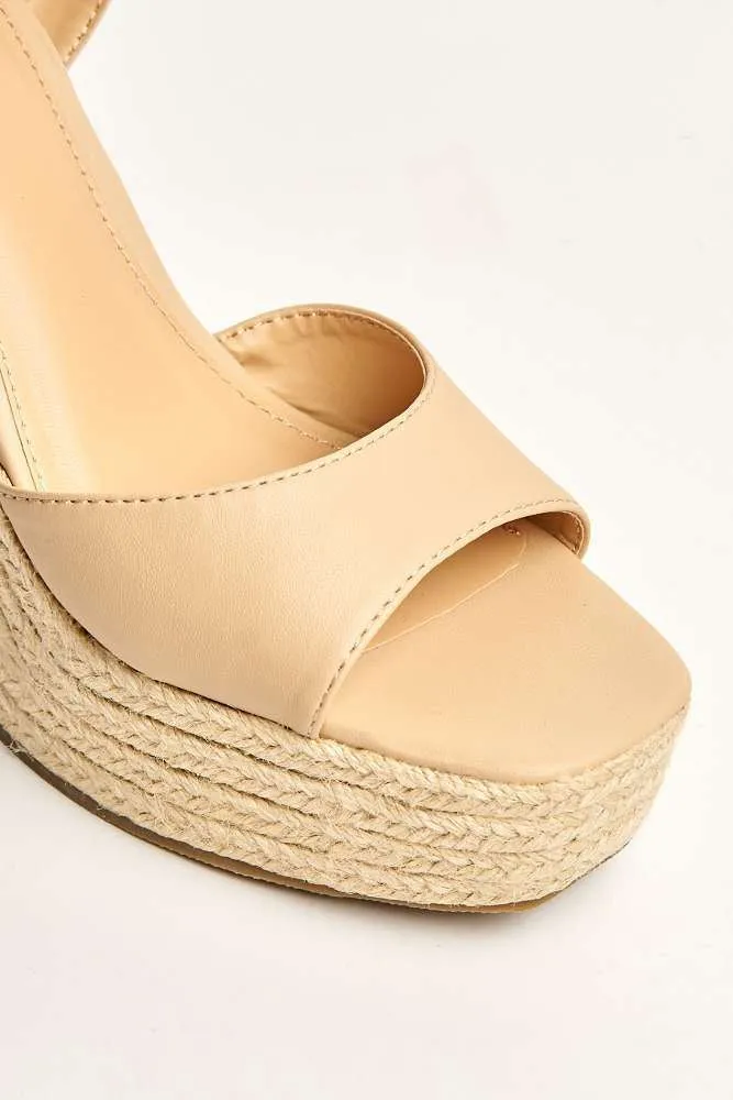 Kai Ankle Strap Wedges in Nude