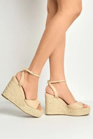 Kai Ankle Strap Wedges in Nude