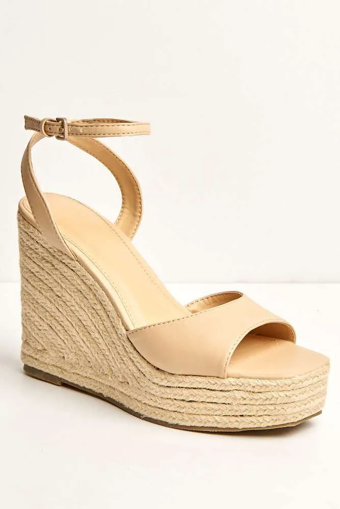 Kai Ankle Strap Wedges in Nude