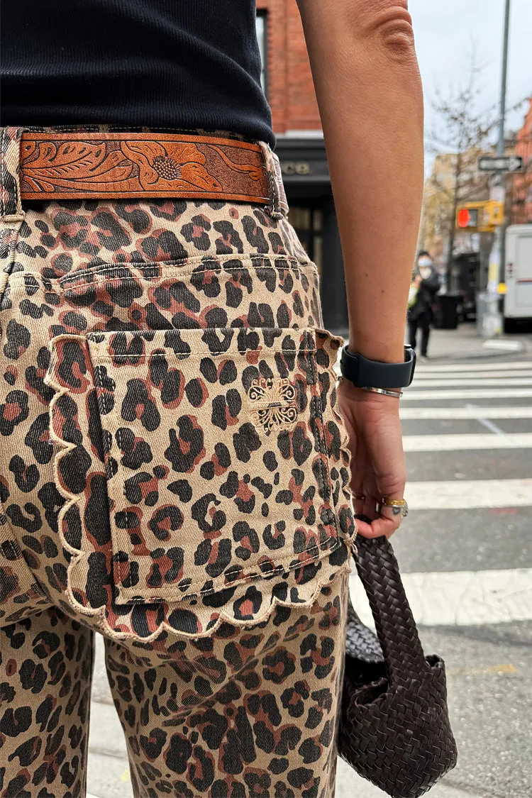 Leopard Lucia Scallop Detail Jeans Petite