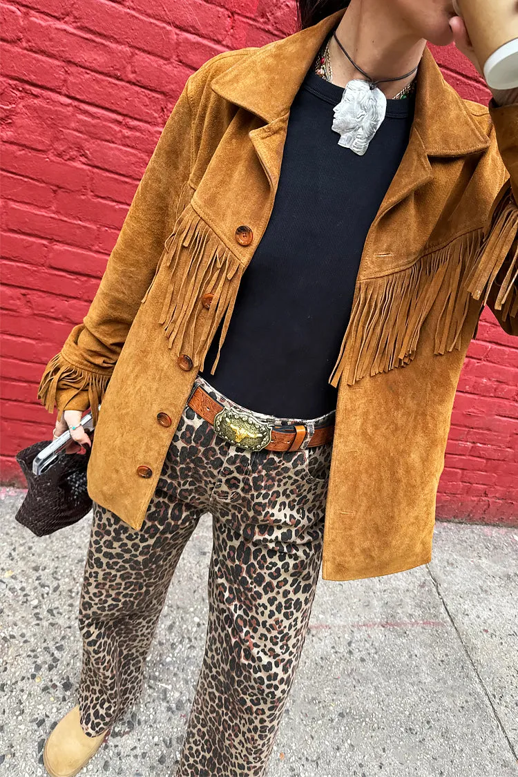 Leopard Lucia Scallop Detail Jeans Petite
