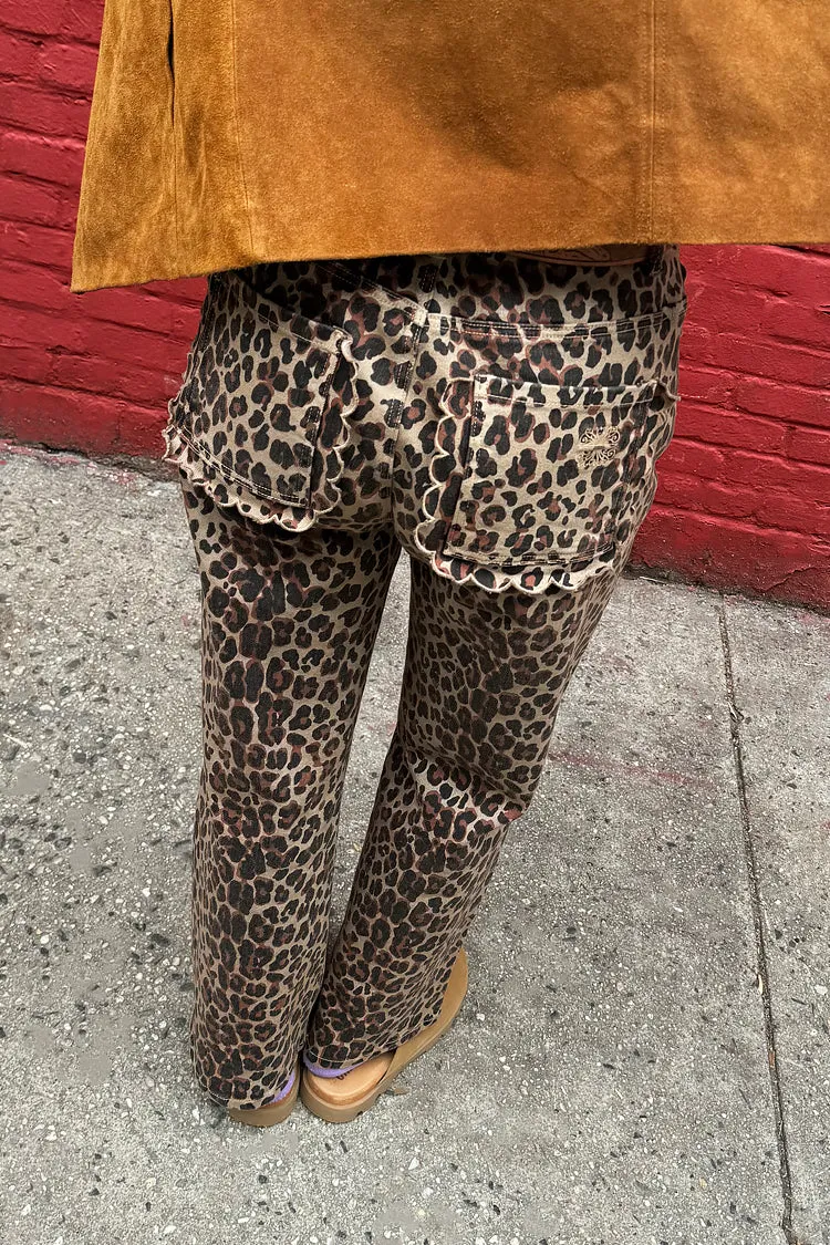 Leopard Lucia Scallop Detail Jeans Petite