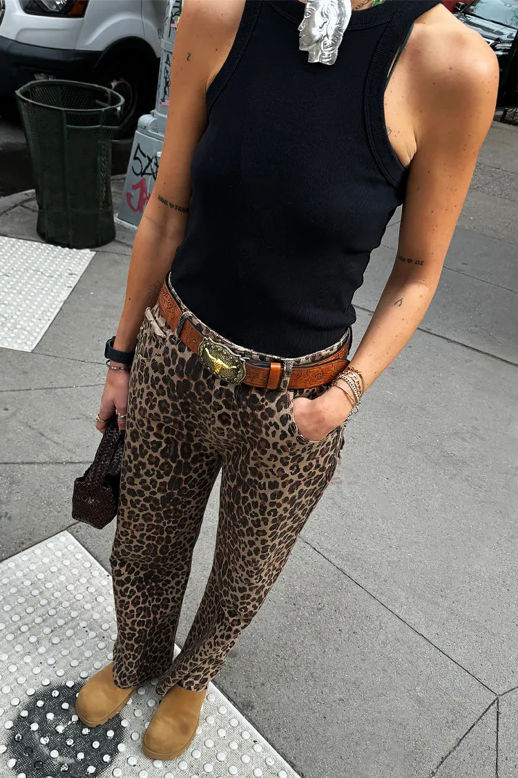 Leopard Lucia Scallop Detail Jeans Petite