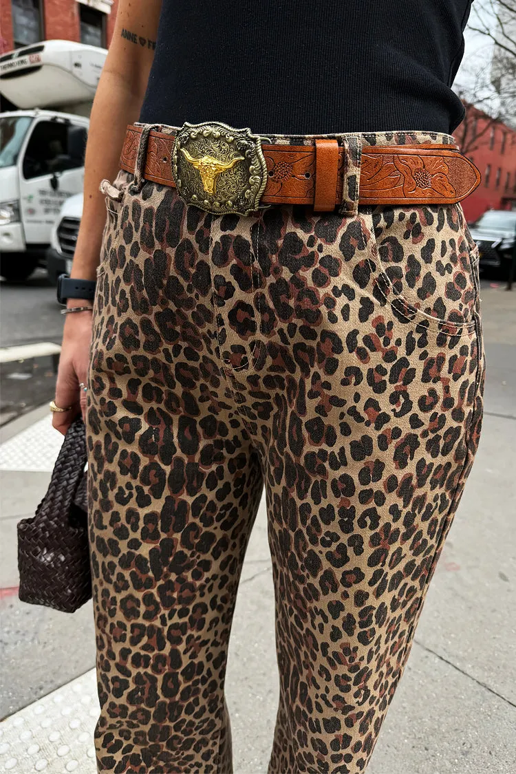 Leopard Lucia Scallop Detail Jeans Petite