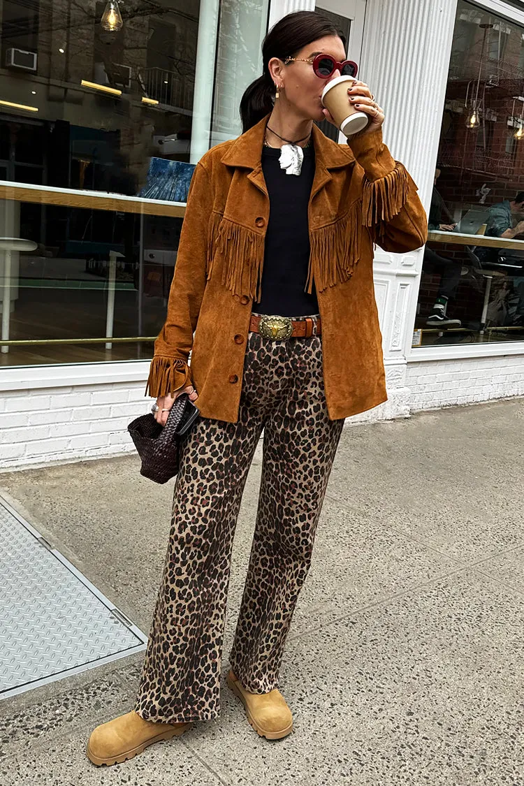 Leopard Lucia Scallop Detail Jeans Petite
