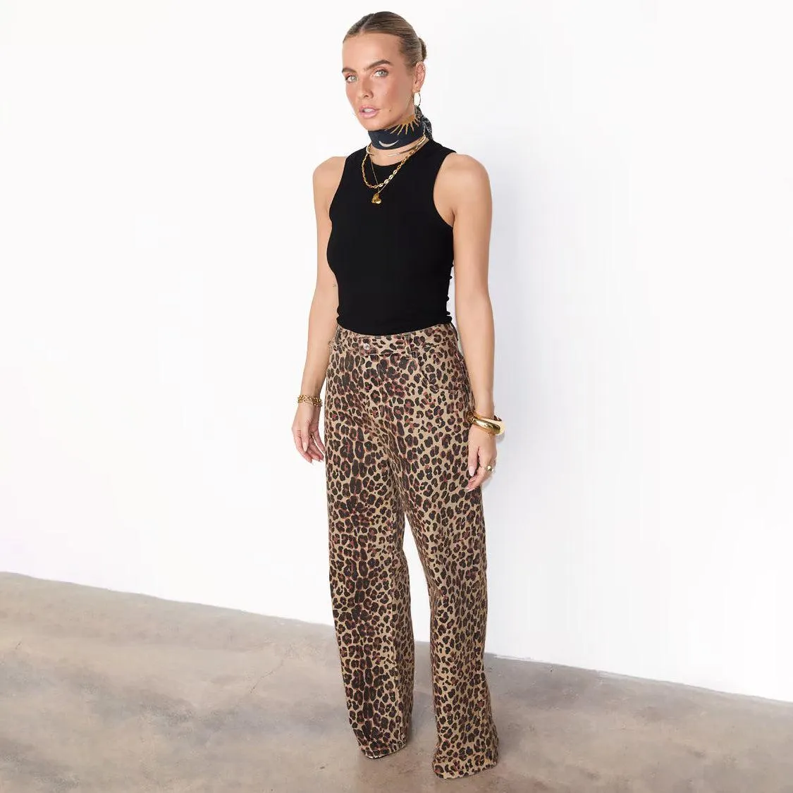Leopard Lucia Scallop Detail Jeans