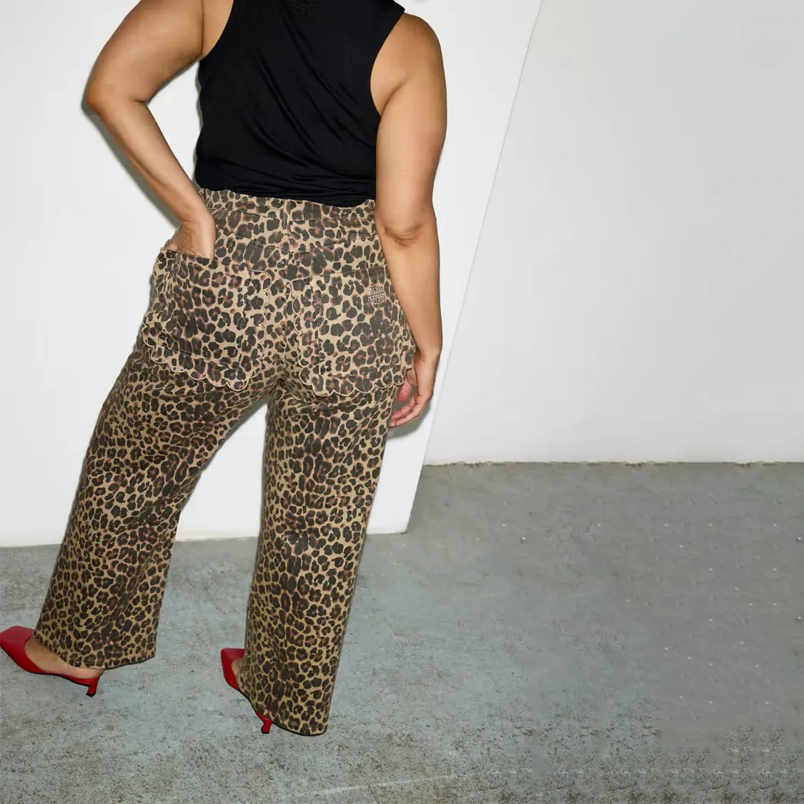 Leopard Lucia Scallop Detail Jeans