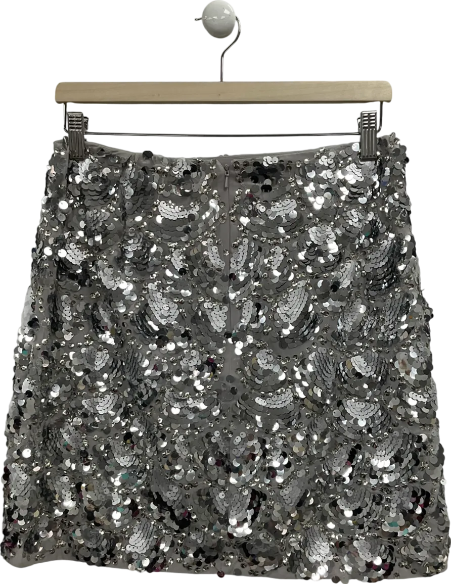Love & Roses Metallic Sequin Scallop Mini Skirt UK 12