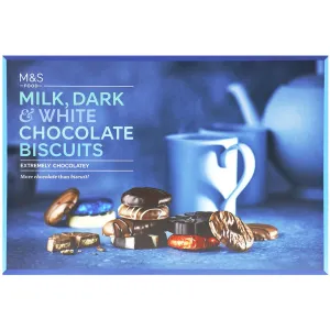 M&S Food Milk, Dark & White Chocolate Biscuits 450g