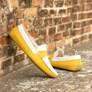 Men's Driver (Driving) Leather Shoes Plus Size White Yellow 5824