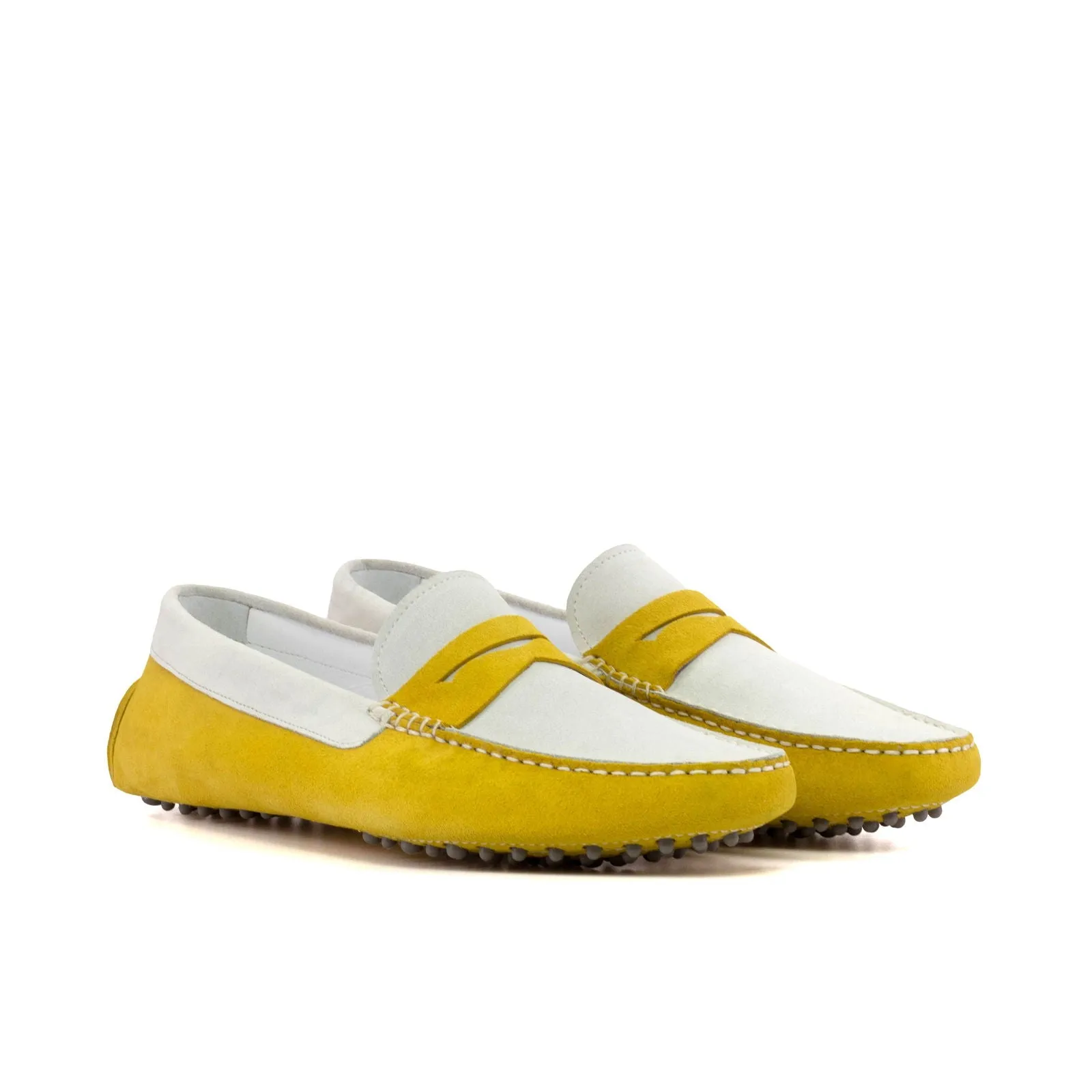 Men's Driver (Driving) Leather Shoes Plus Size White Yellow 5824
