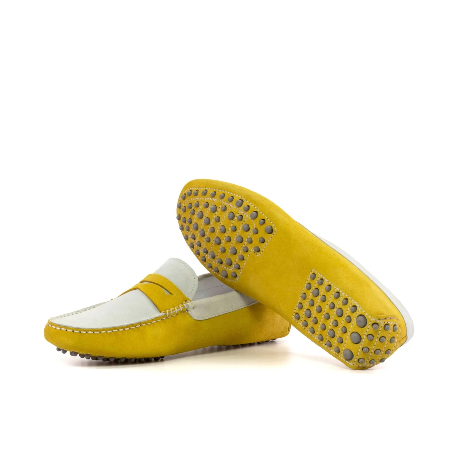 Men's Driver (Driving) Leather Shoes Plus Size White Yellow 5824