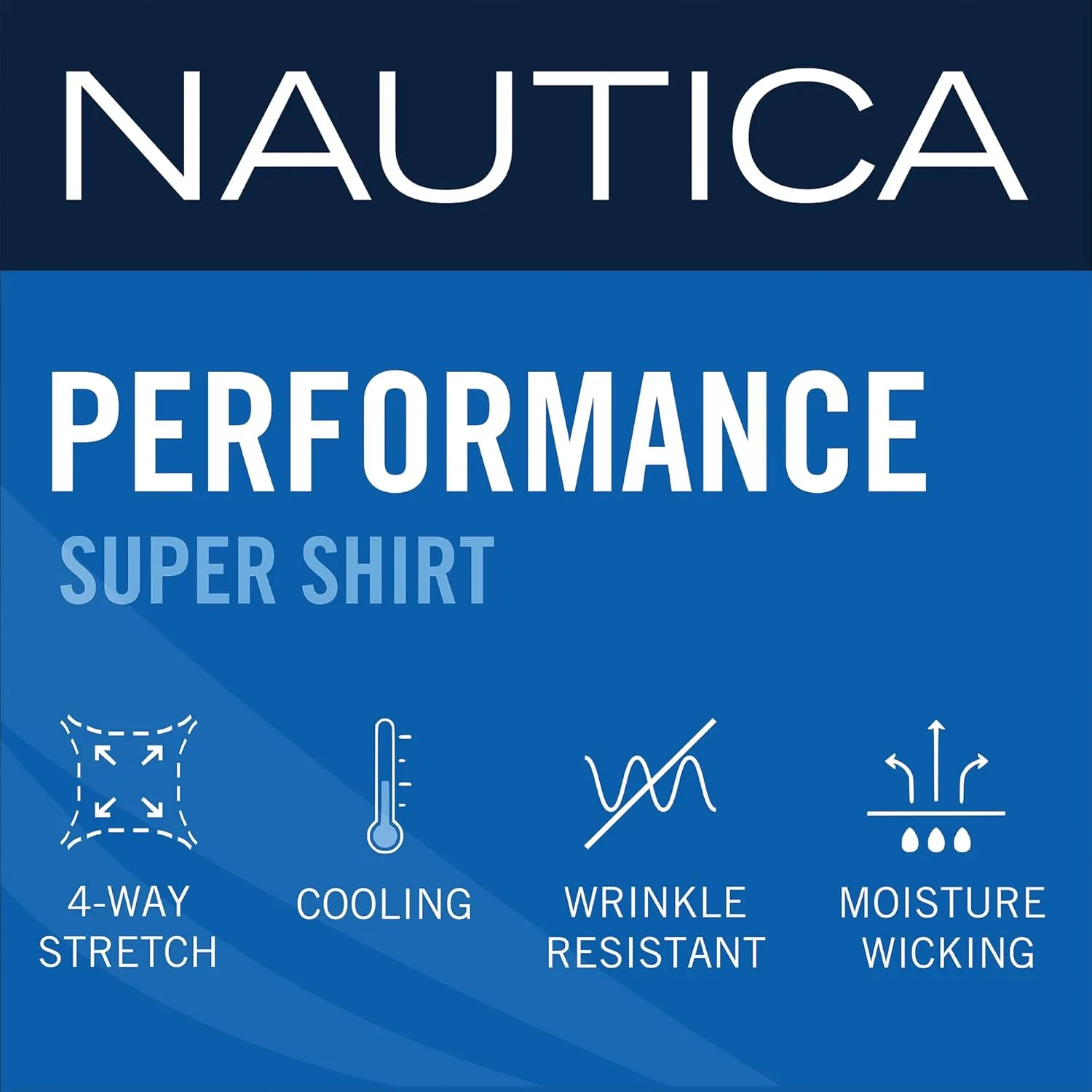 Nautica Slim Fit Mens Dress Shirts Long Sleeve Performance Polyester Fabric Wrinkle Free 4-Way Stretch