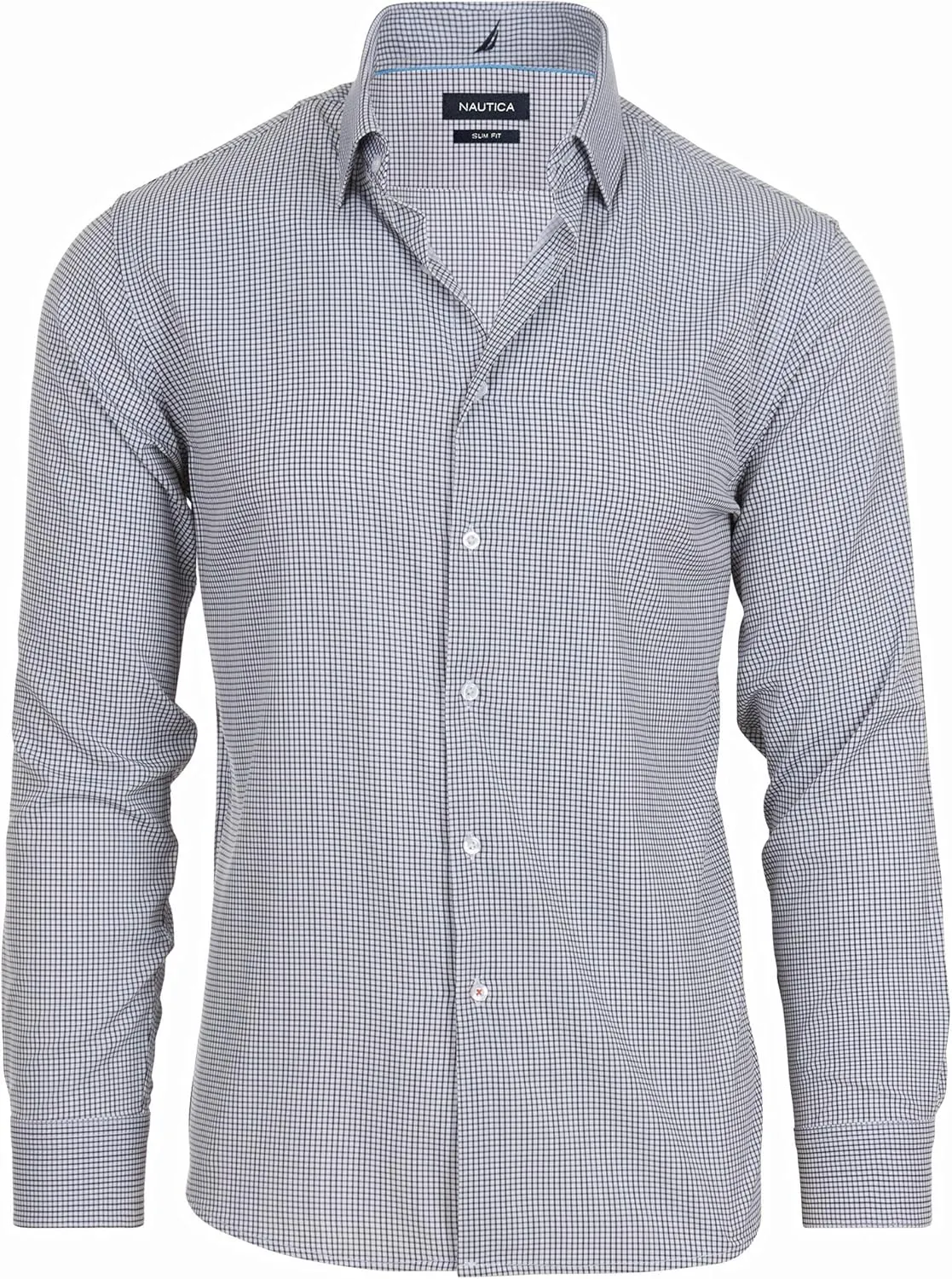 Nautica Slim Fit Mens Dress Shirts Long Sleeve Performance Polyester Fabric Wrinkle Free 4-Way Stretch