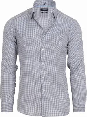 Nautica Slim Fit Mens Dress Shirts Long Sleeve Performance Polyester Fabric Wrinkle Free 4-Way Stretch